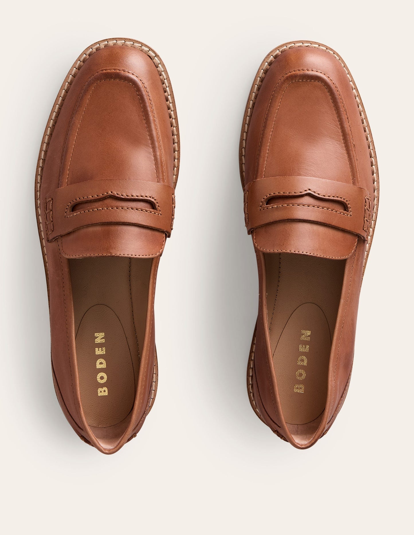 Nya Penny Loafers - Tan Burnished Leather