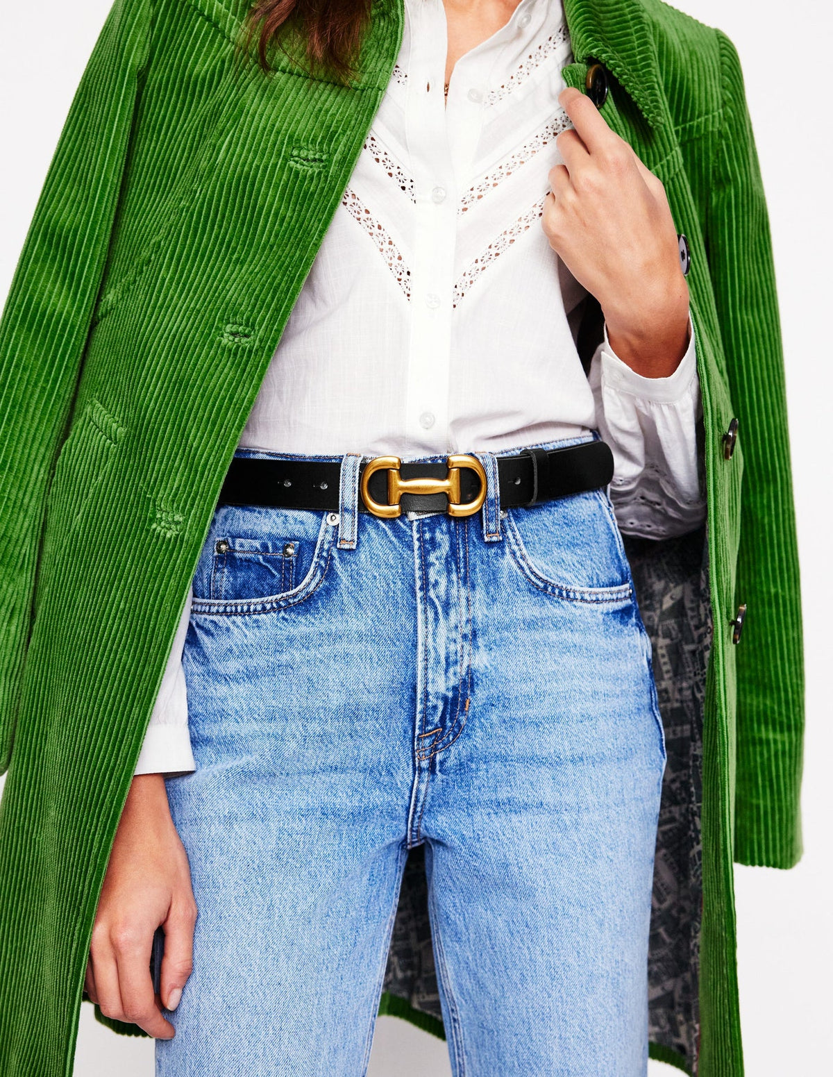 Iris Snaffle - Trim Leather Belt - Black
