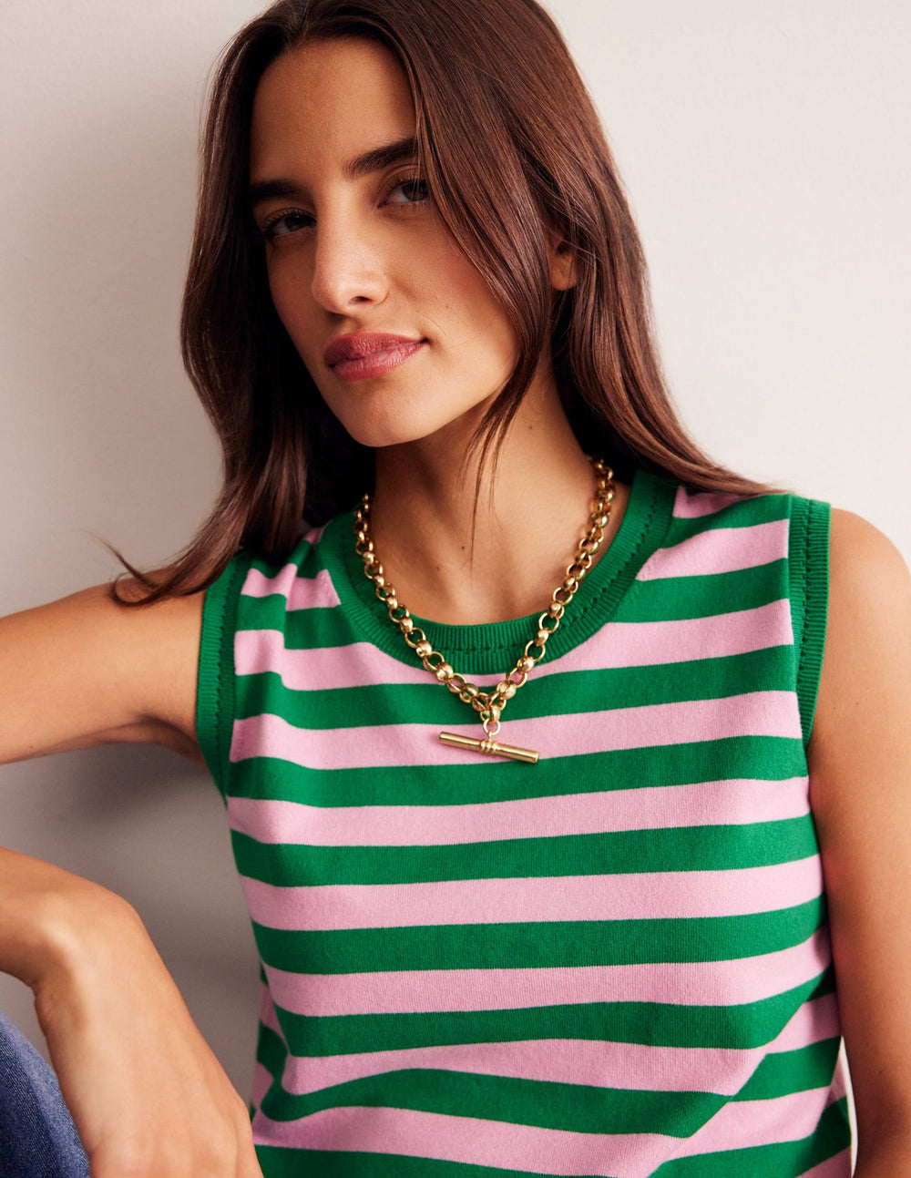 Chunky T - bar Chain Necklace - Gold