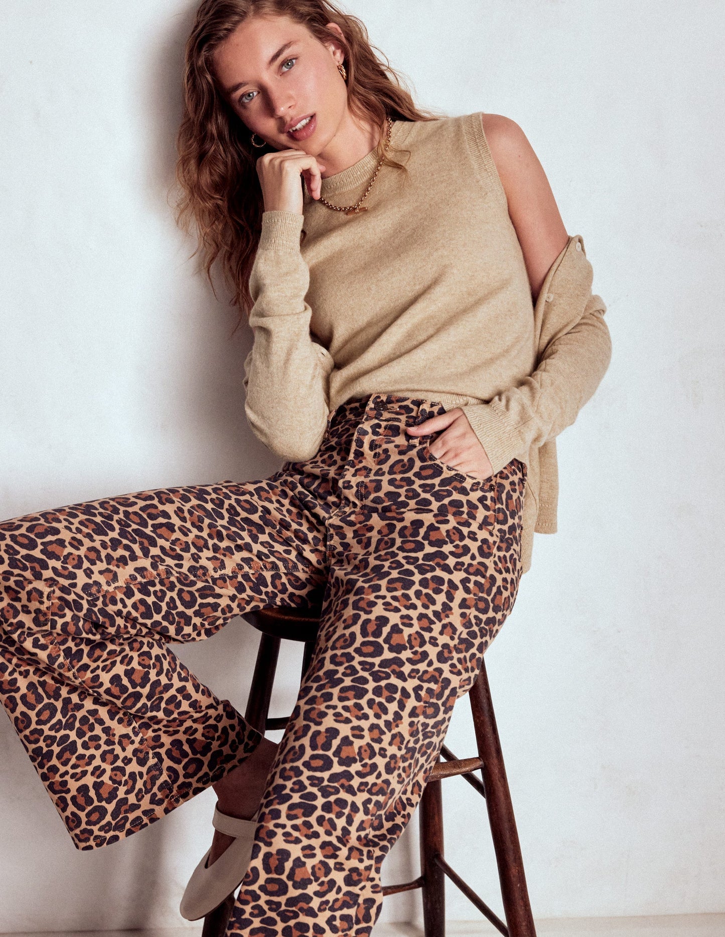 Eva Cashmere Crew Cardigan - Chinchilla Melange