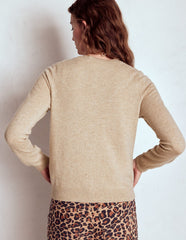 Eva Cashmere Crew Cardigan - Chinchilla Melange