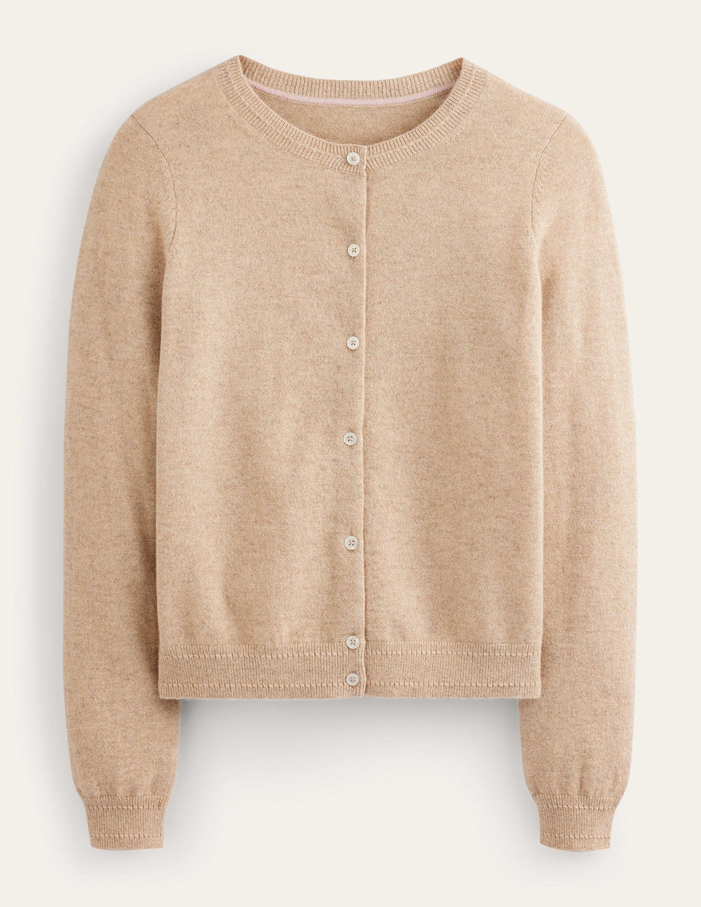 Eva Cashmere Crew Cardigan - Chinchilla Melange