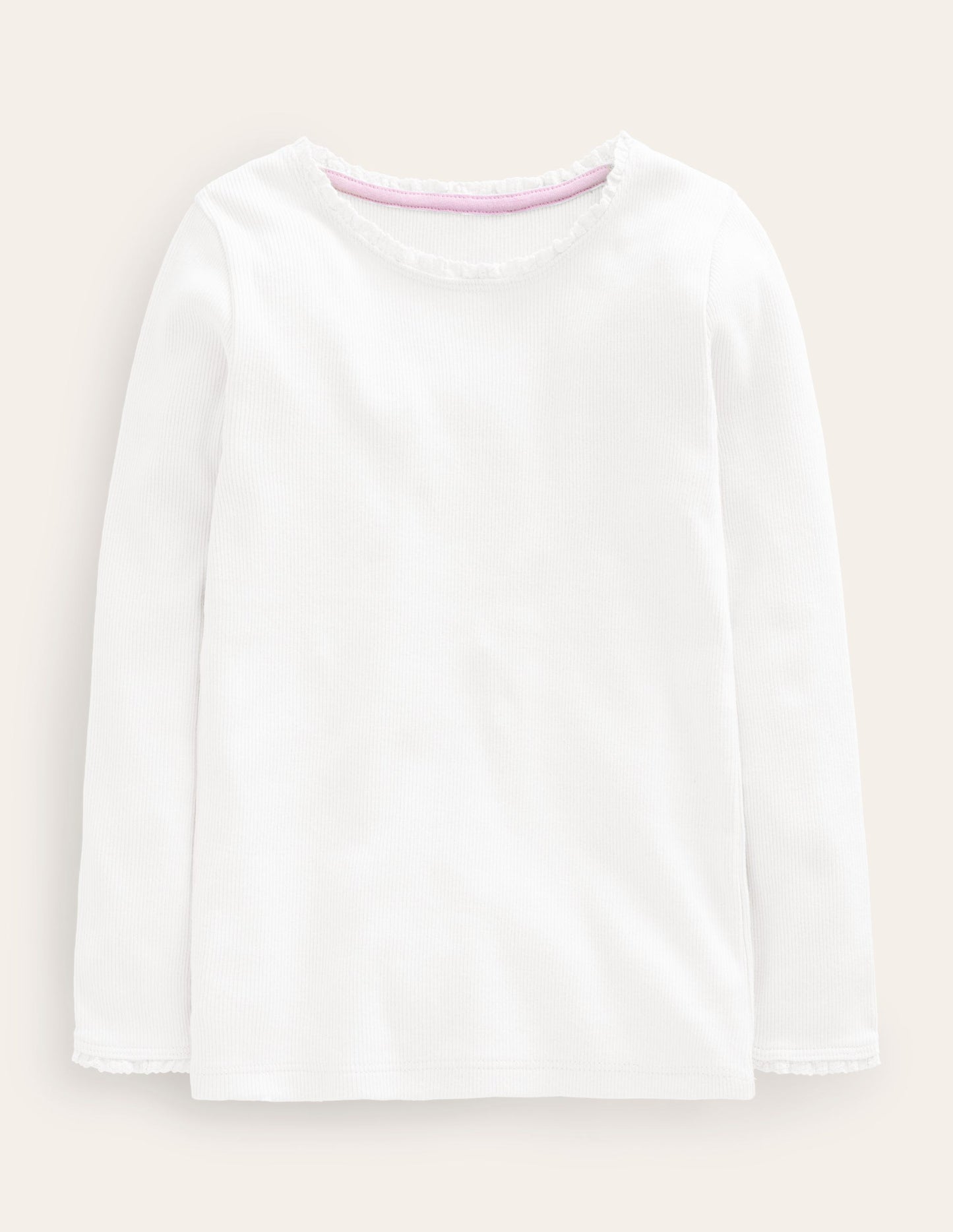 Ribbed Long Sleeve T-shirt - White