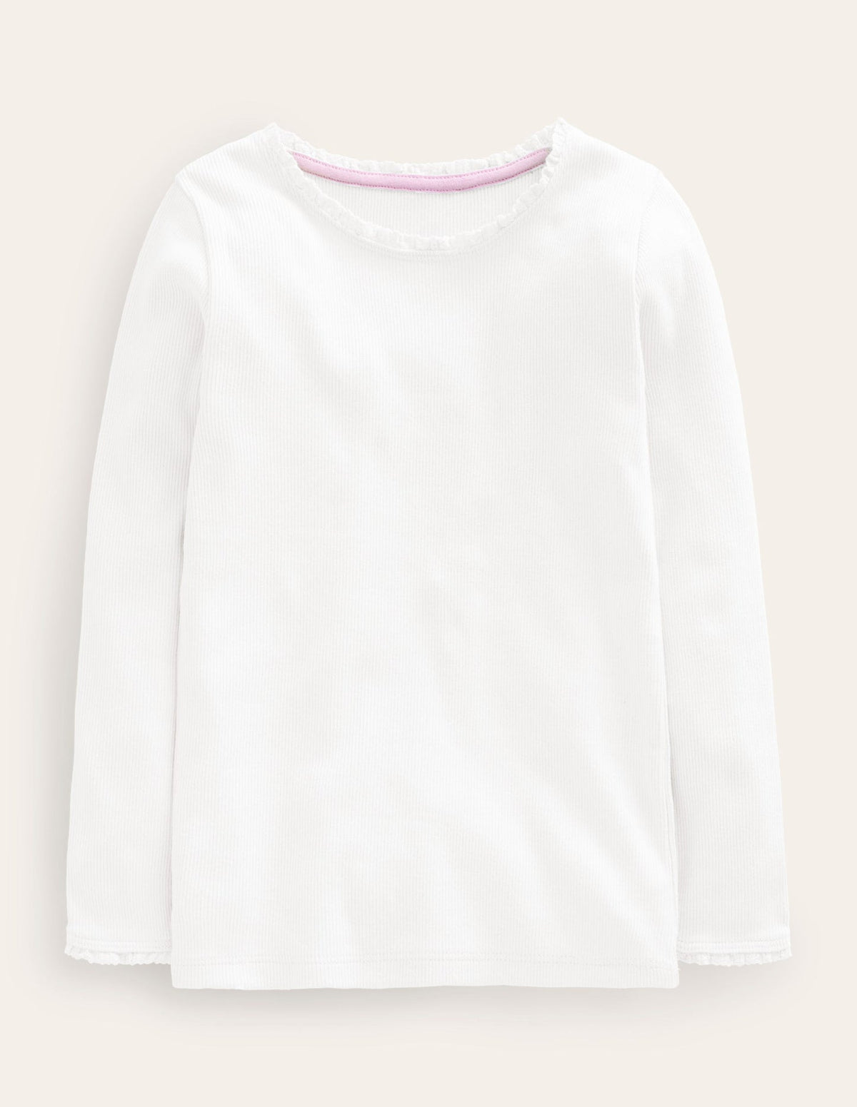 Ribbed Long Sleeve T-shirt - White