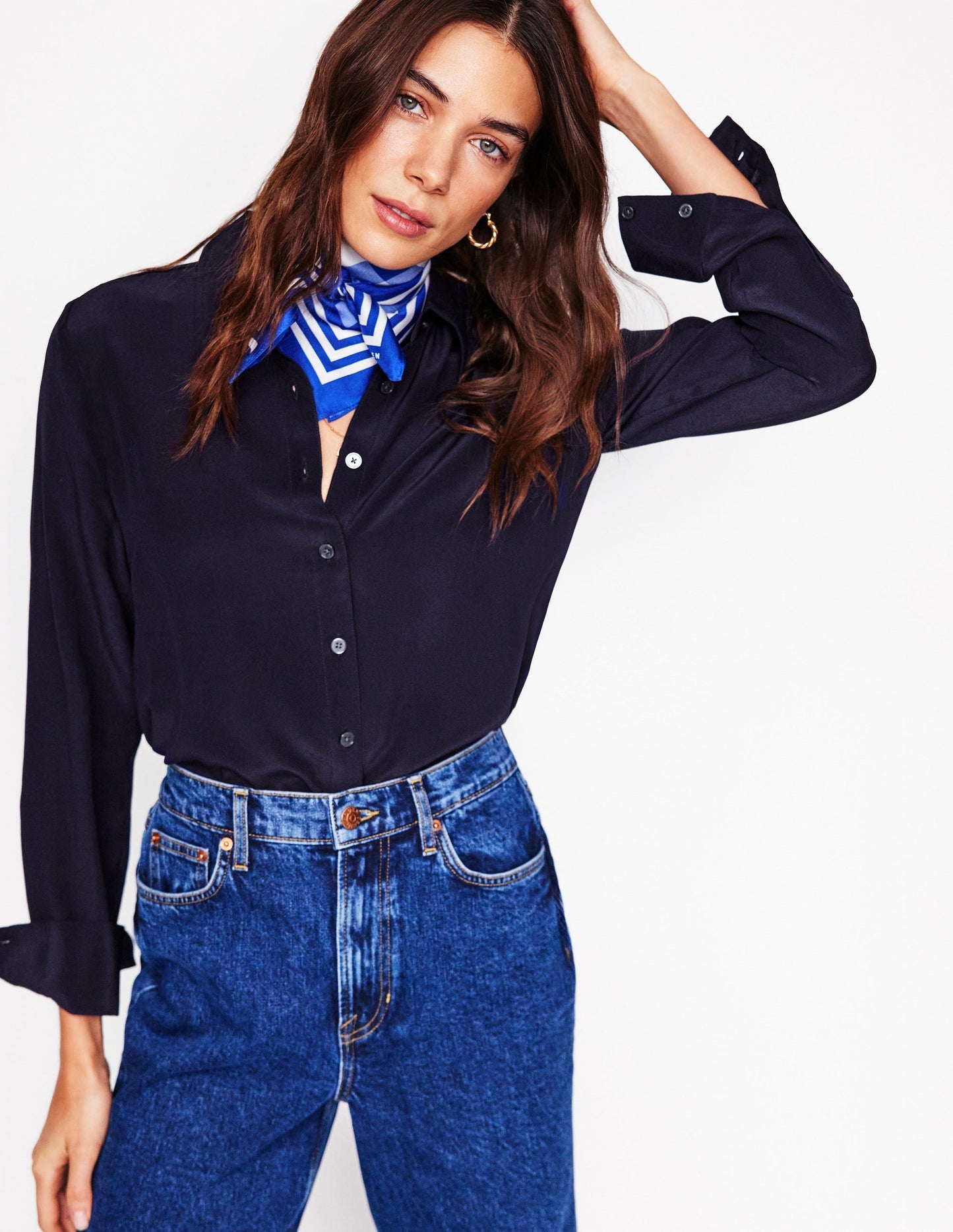 Sienna Silk Shirt - Navy