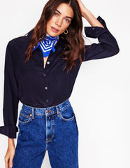Sienna Silk Shirt - Navy