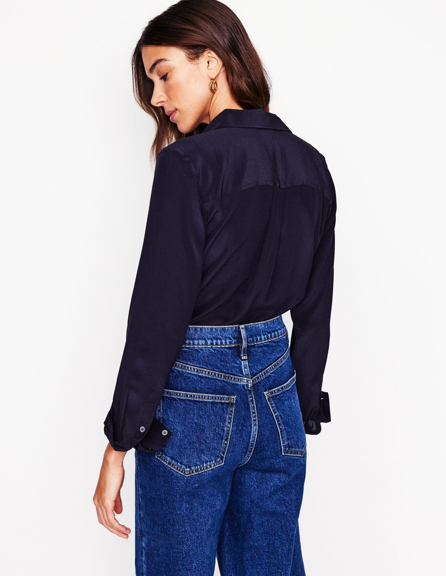 Sienna Silk Shirt - Navy