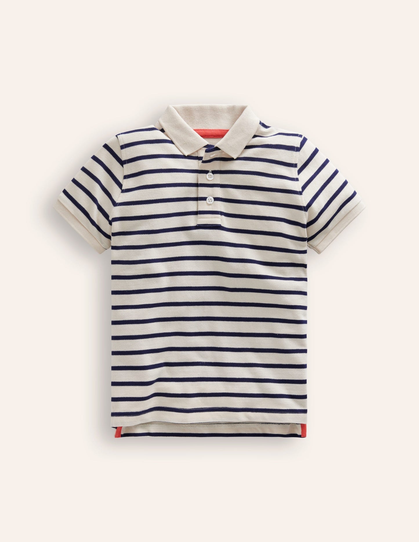 Piqué Polo Shirt - Ivory/College Navy