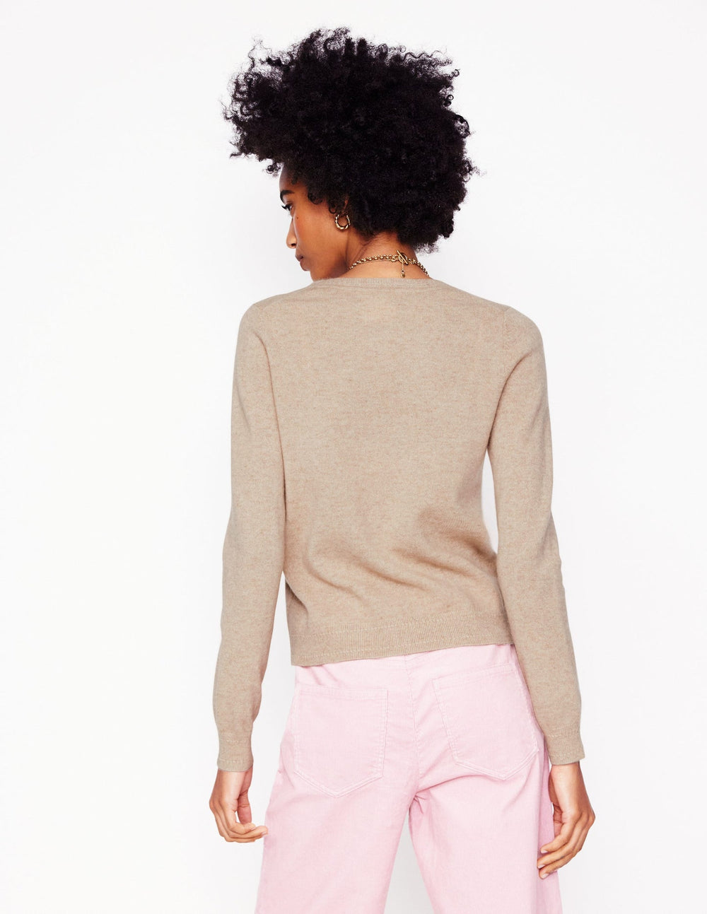 Eva Cashmere V - Neck Sweater - Chinchilla Melange