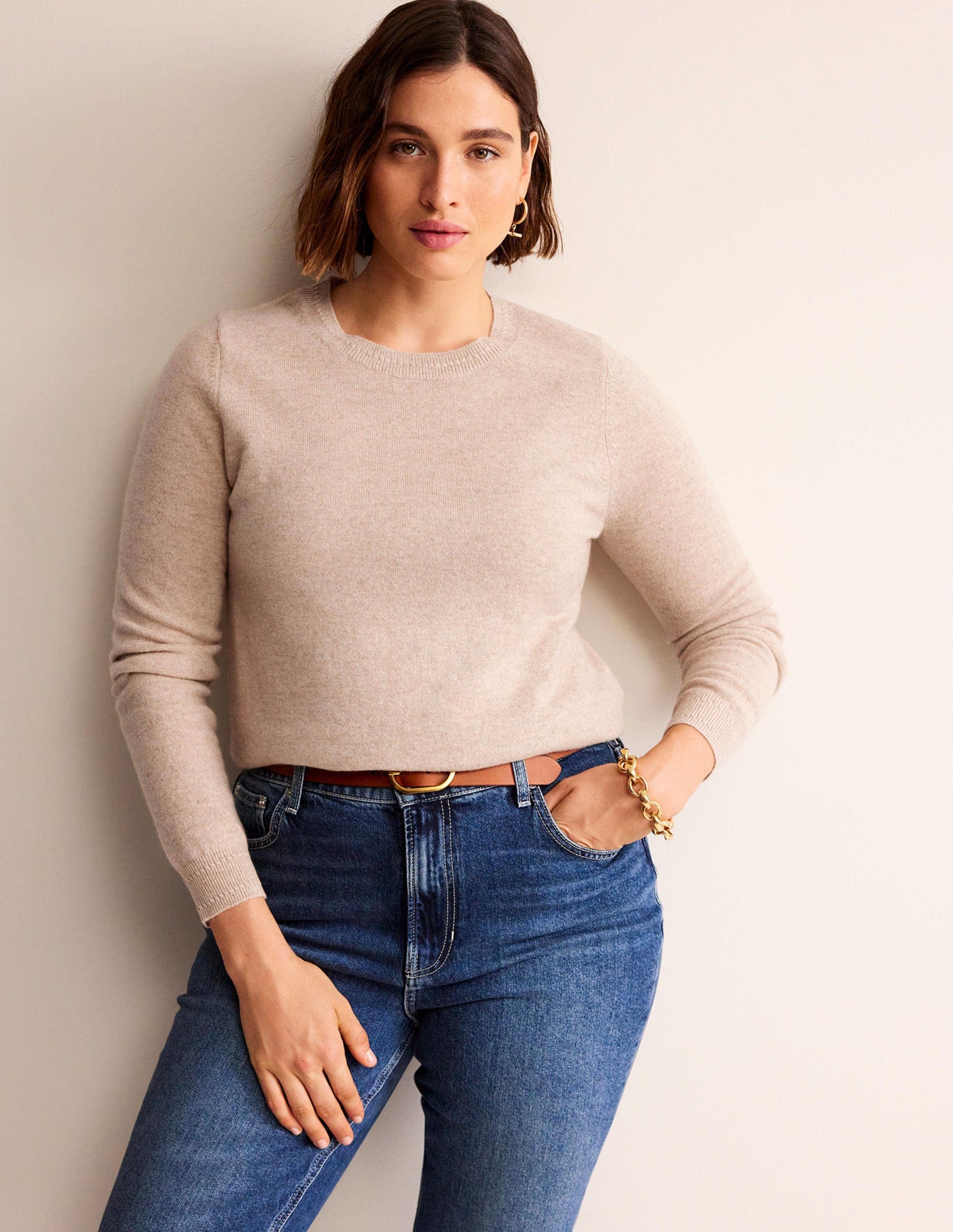 Eva Cashmere V - Neck Sweater - Chinchilla Melange