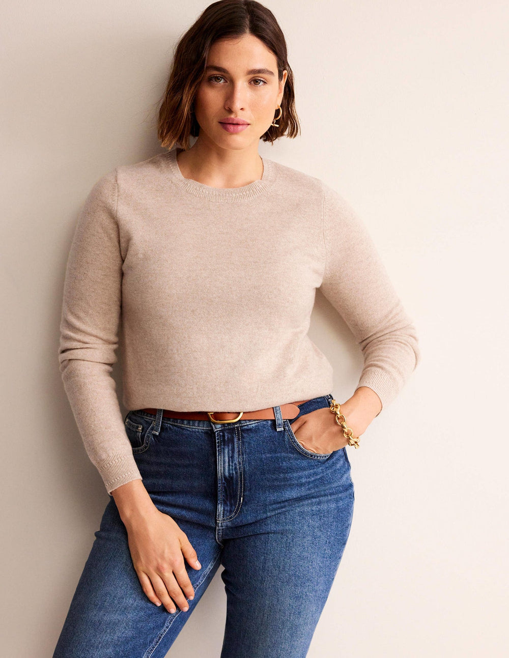 Eva Cashmere V - Neck Sweater - Chinchilla Melange