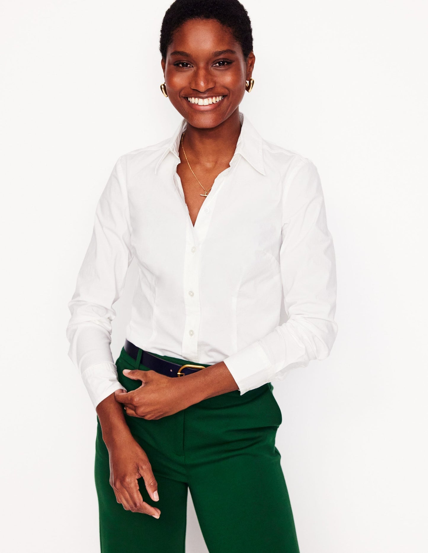 Saskia Stretch Cotton Shirt - White