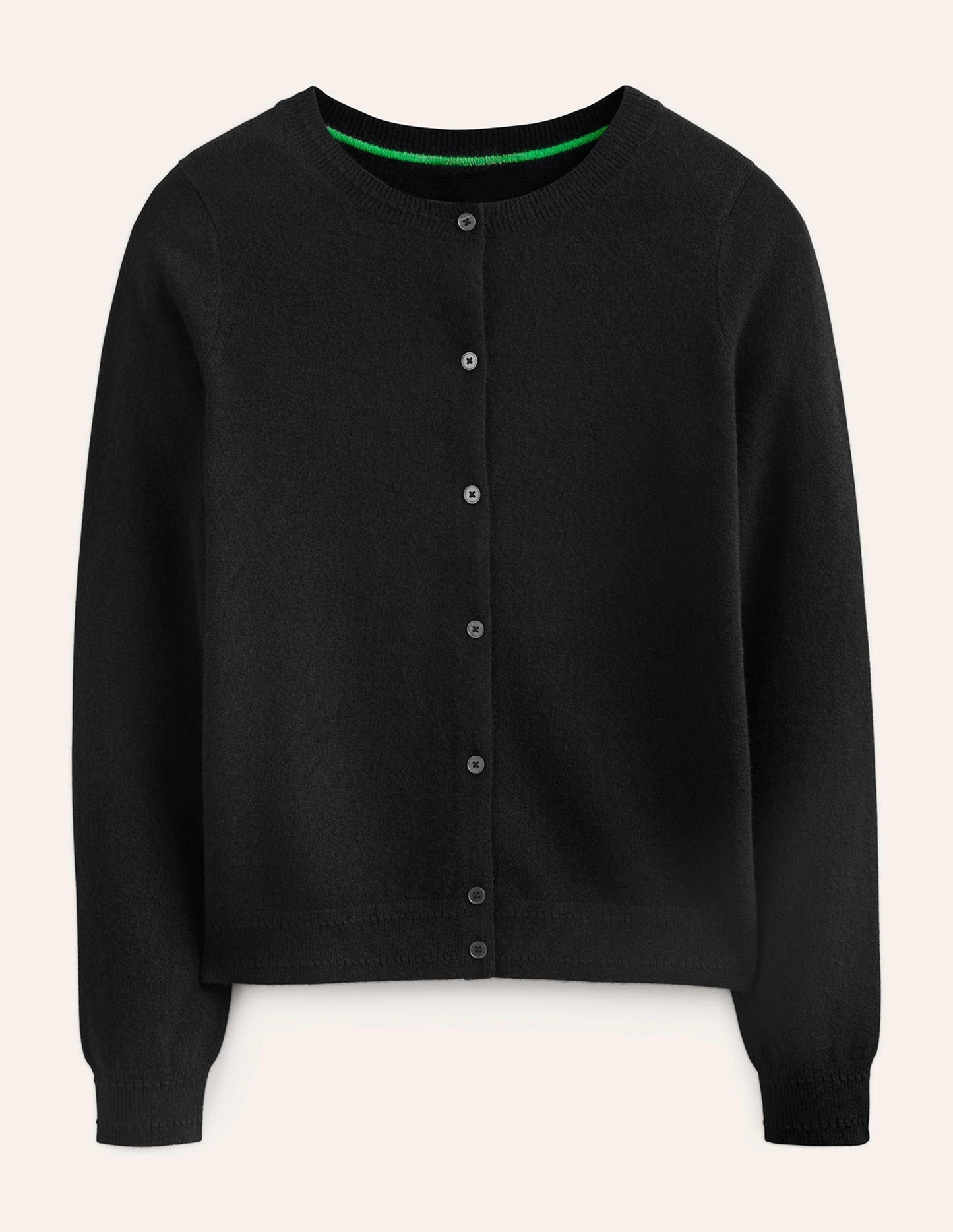 Eva Cashmere Crew Cardigan - Black