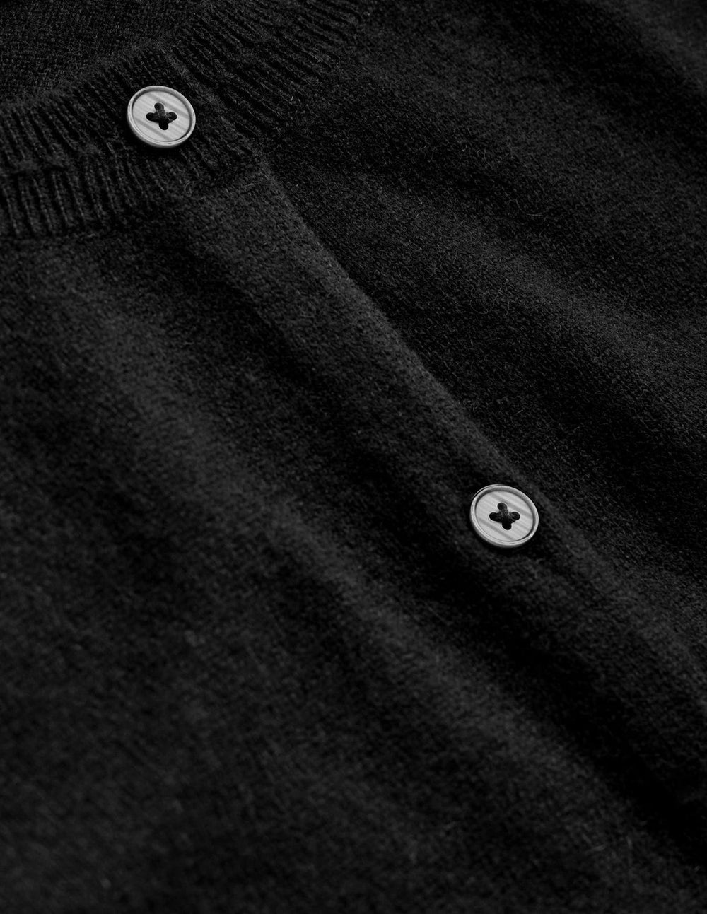 Eva Cashmere Crew Cardigan - Black