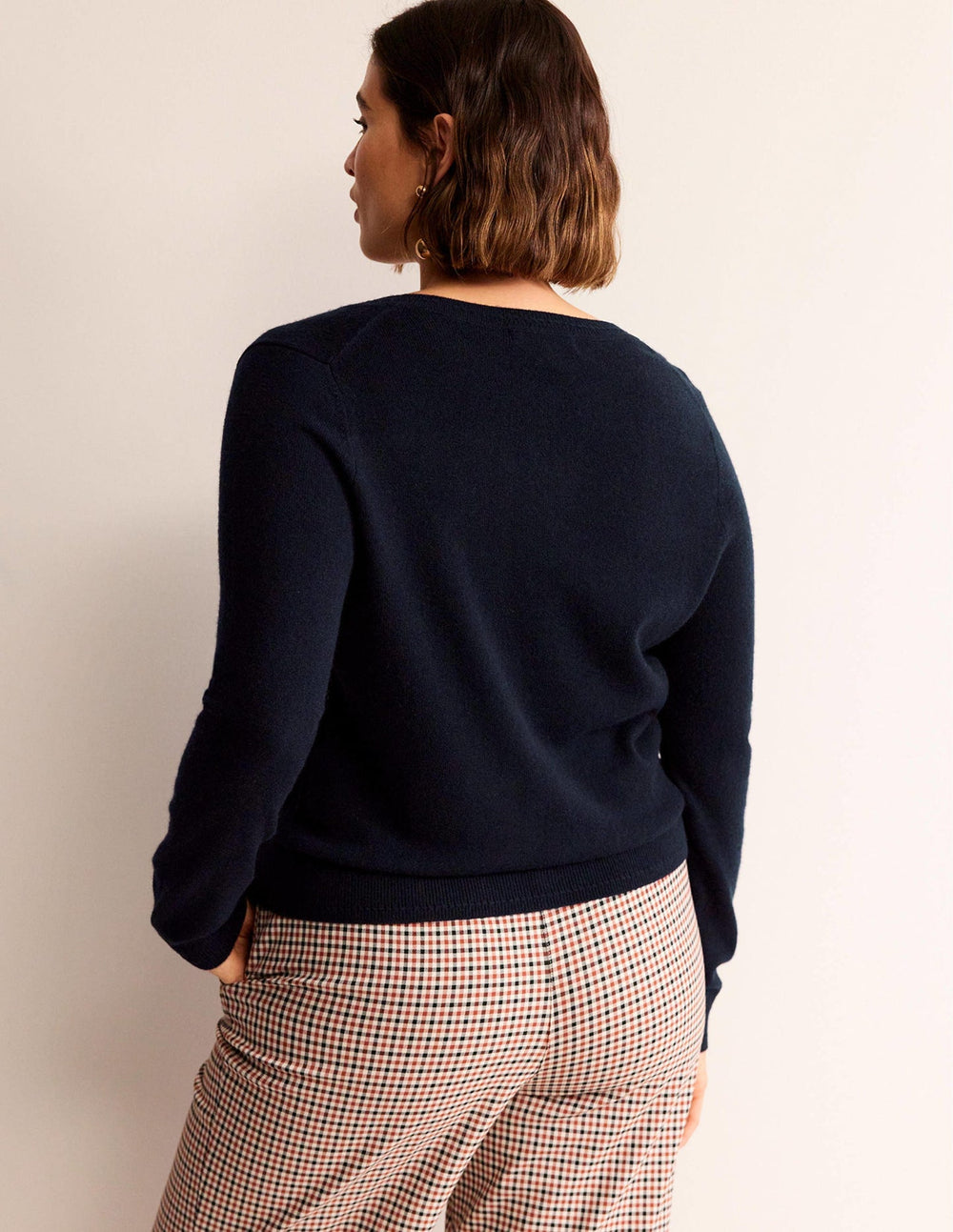 Eva Cashmere Crew Cardigan - Navy