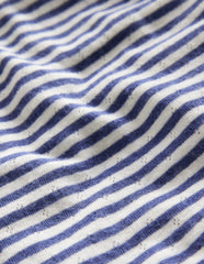 Long Sleeve Pointelle Top - Starboard Blue/Soft Ivory