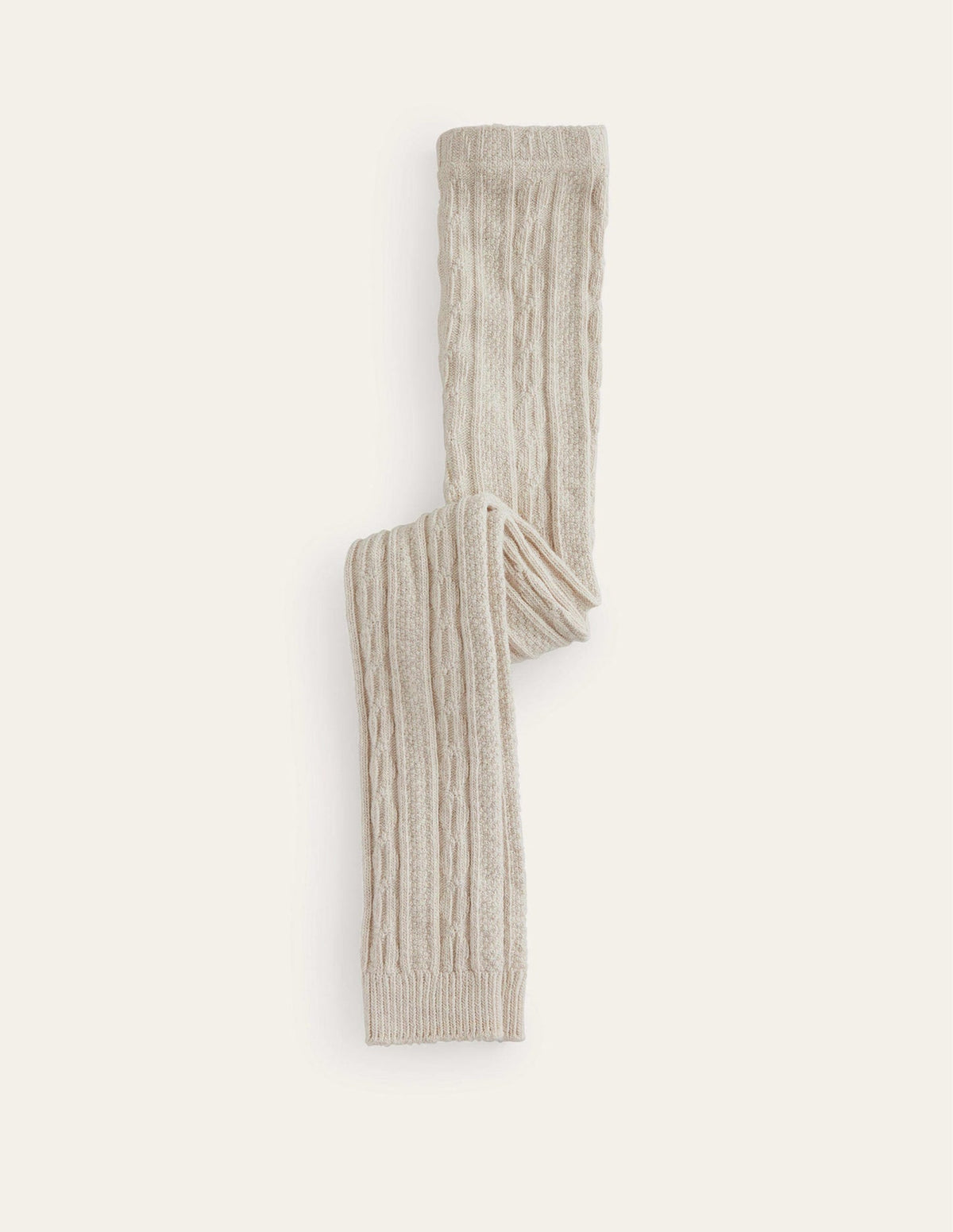Cable Footless Tights - Oatmeal Marl