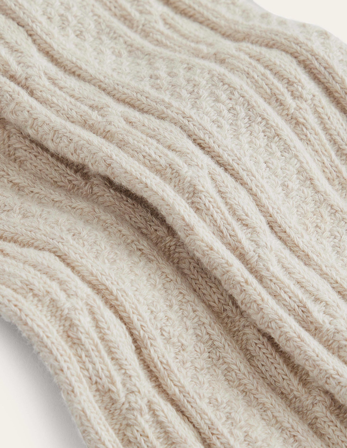 Cable Footless Tights - Oatmeal Marl