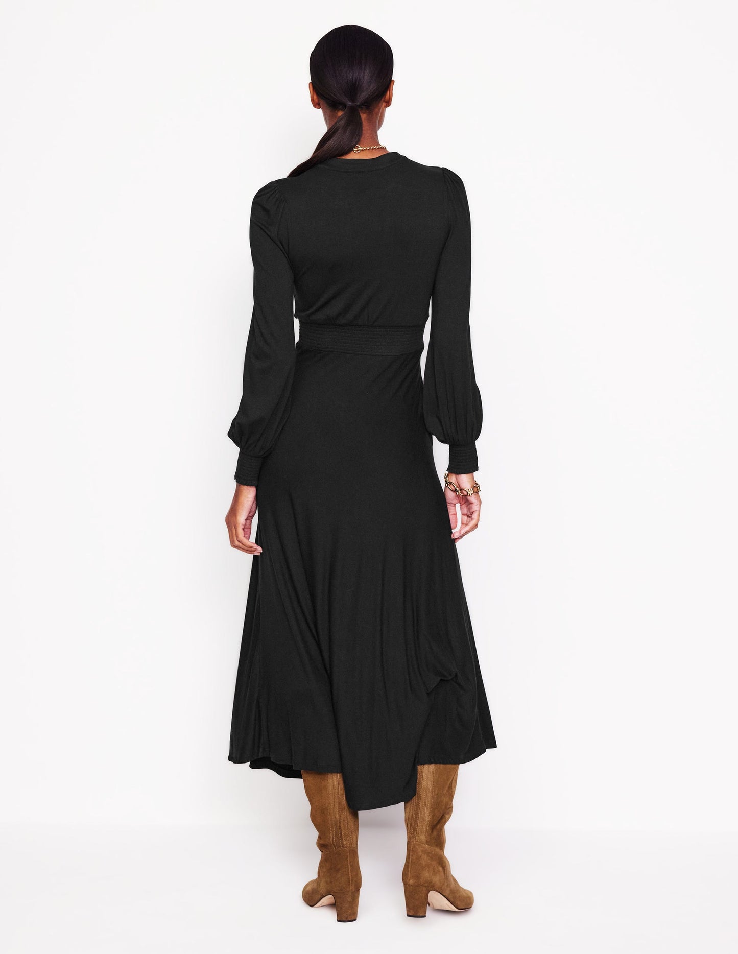 Ivy Smocked Midi Dress - Black