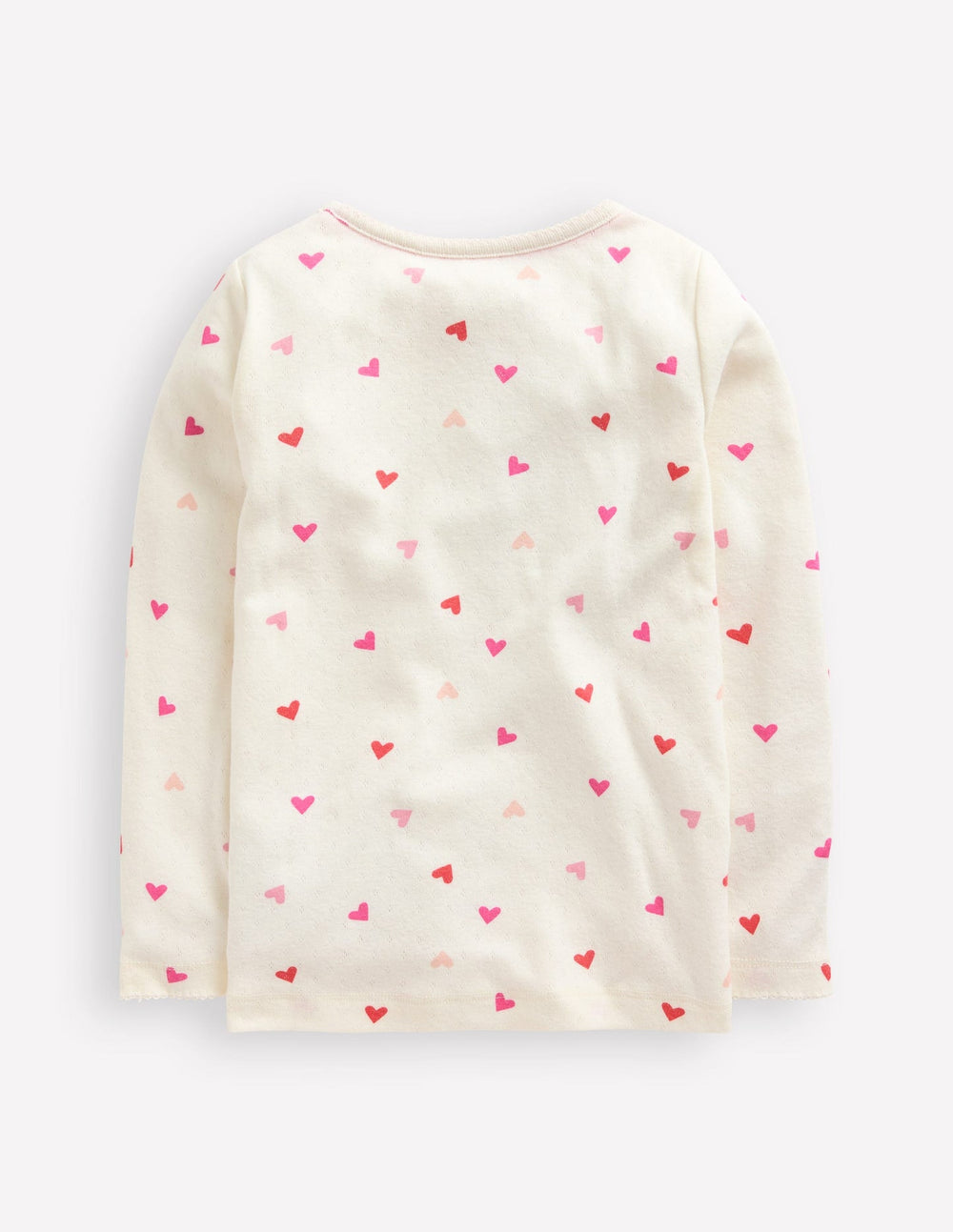 Long Sleeve Pointelle Top - Soft Ivory Hearts