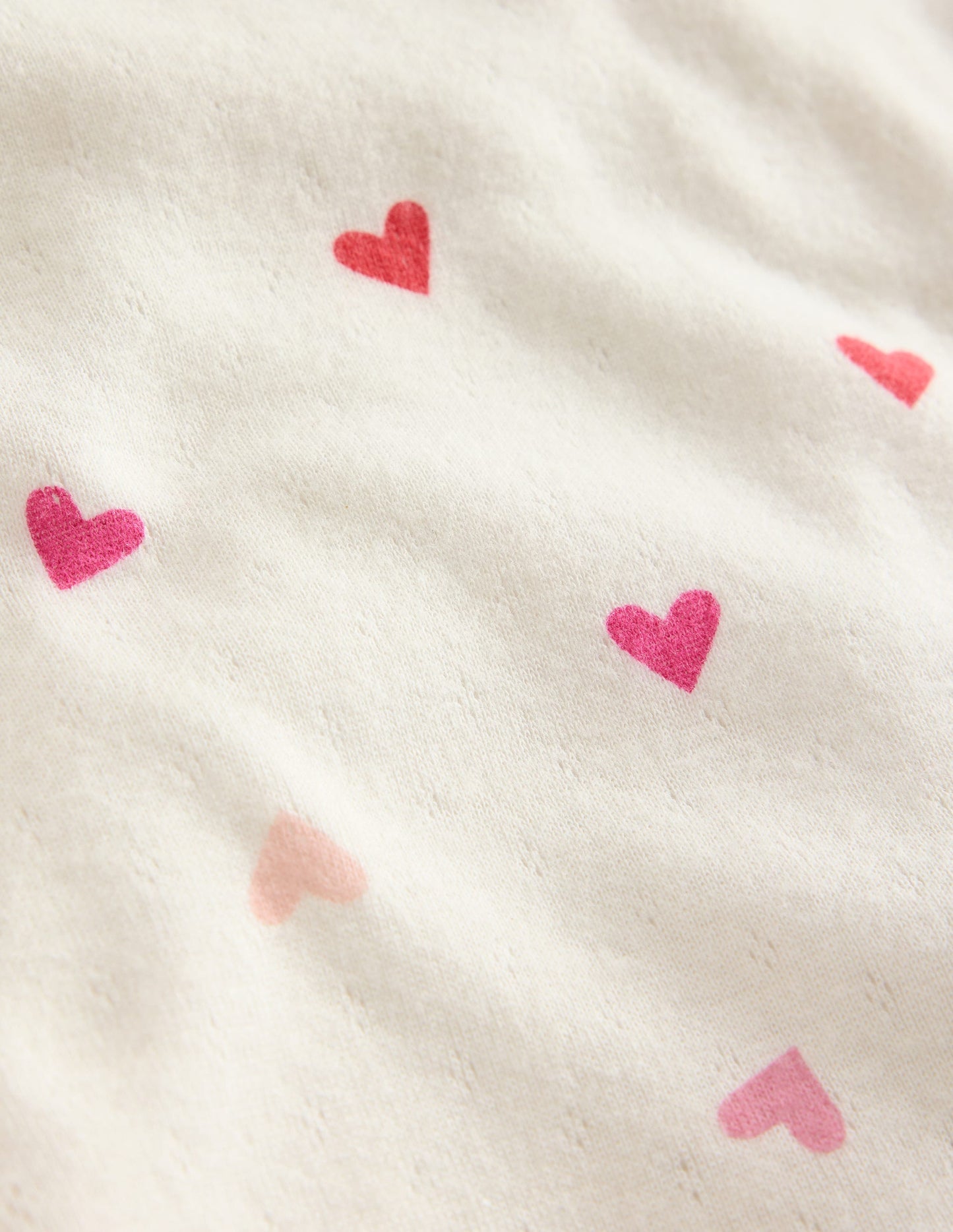 Long Sleeve Pointelle Top - Soft Ivory Hearts