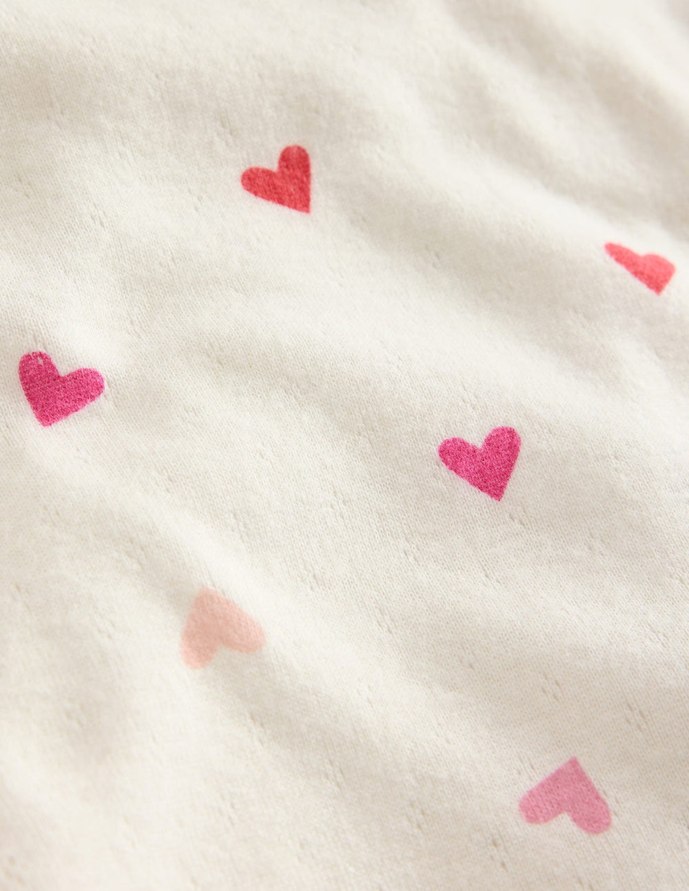 Long Sleeve Pointelle Top - Soft Ivory Hearts