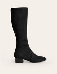 Flat Stretch Knee Boots - Black