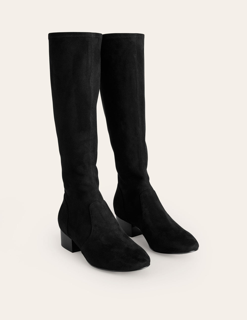 Flat Stretch Knee Boots - Black