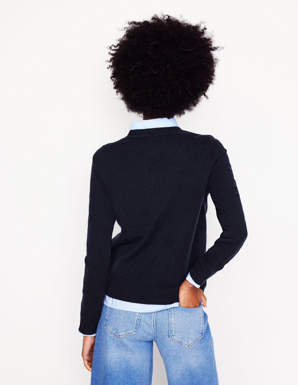 Eva Cashmere V - Neck Sweater - Navy