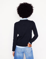 Eva Cashmere V - Neck Sweater - Navy