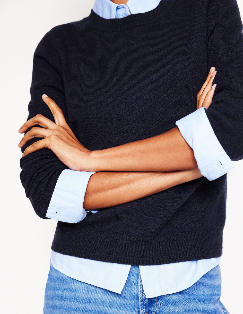 Eva Cashmere V - Neck Sweater - Navy