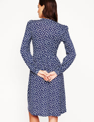 Naomi Relaxed Jersey Dress - French Navy, Abstract Dot