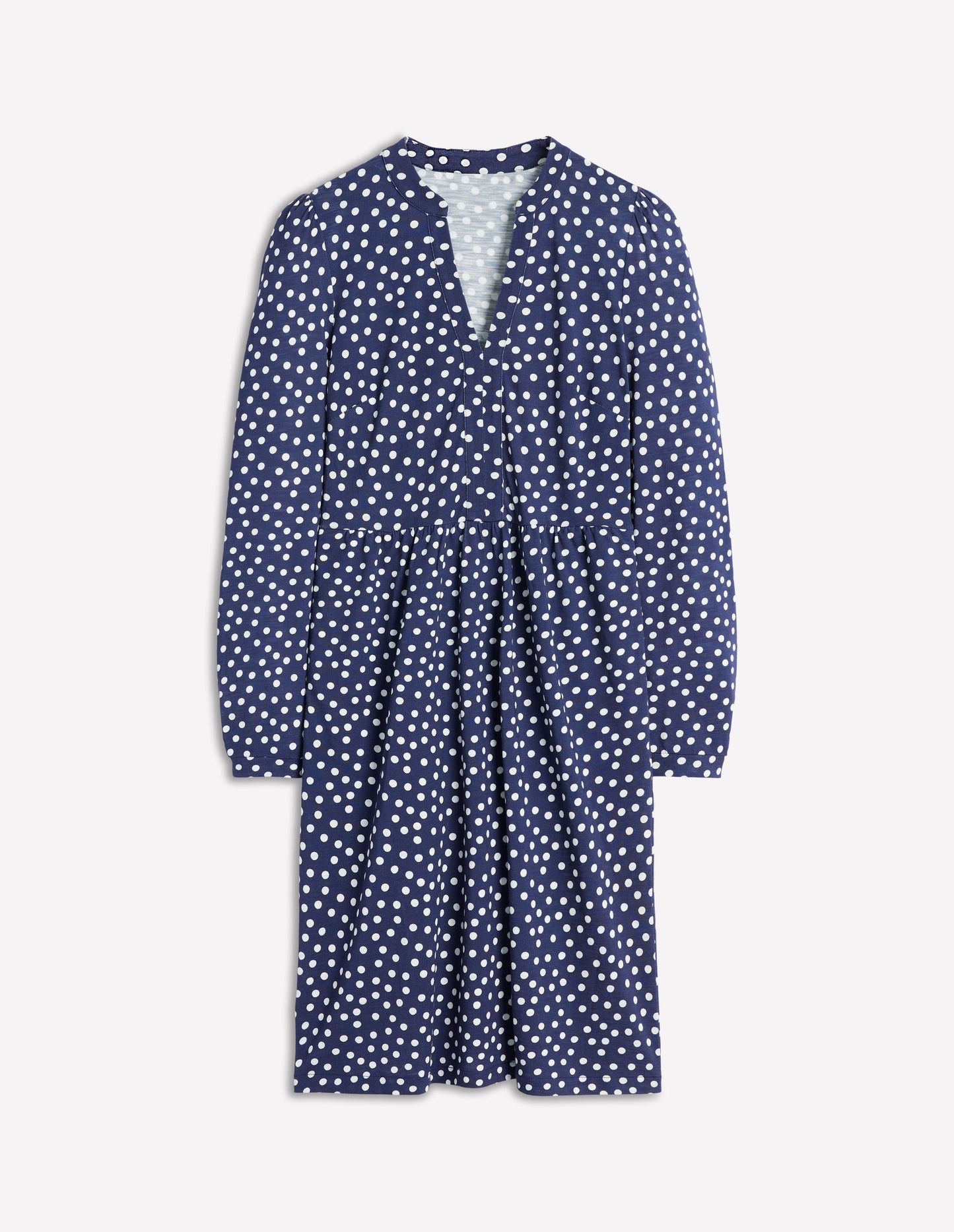 Naomi Relaxed Jersey Dress - French Navy, Abstract Dot