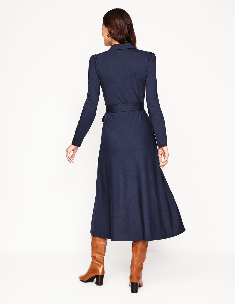 Imogen Collared Jersey Dress - Navy