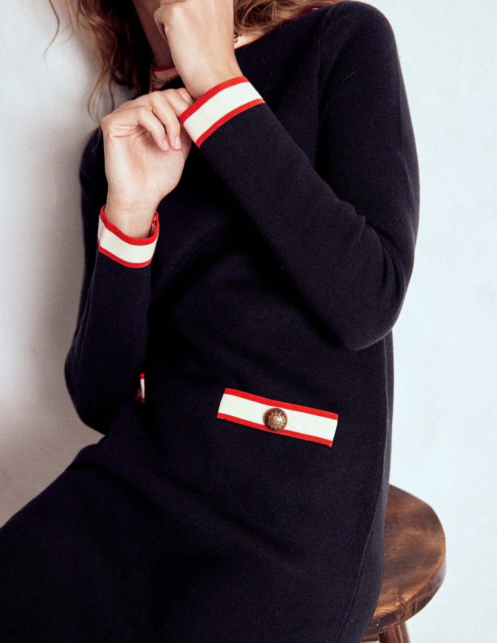 Holly Knitted Shift Dress - Navy