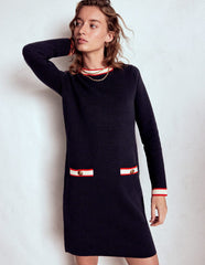 Holly Knitted Shift Dress - Navy