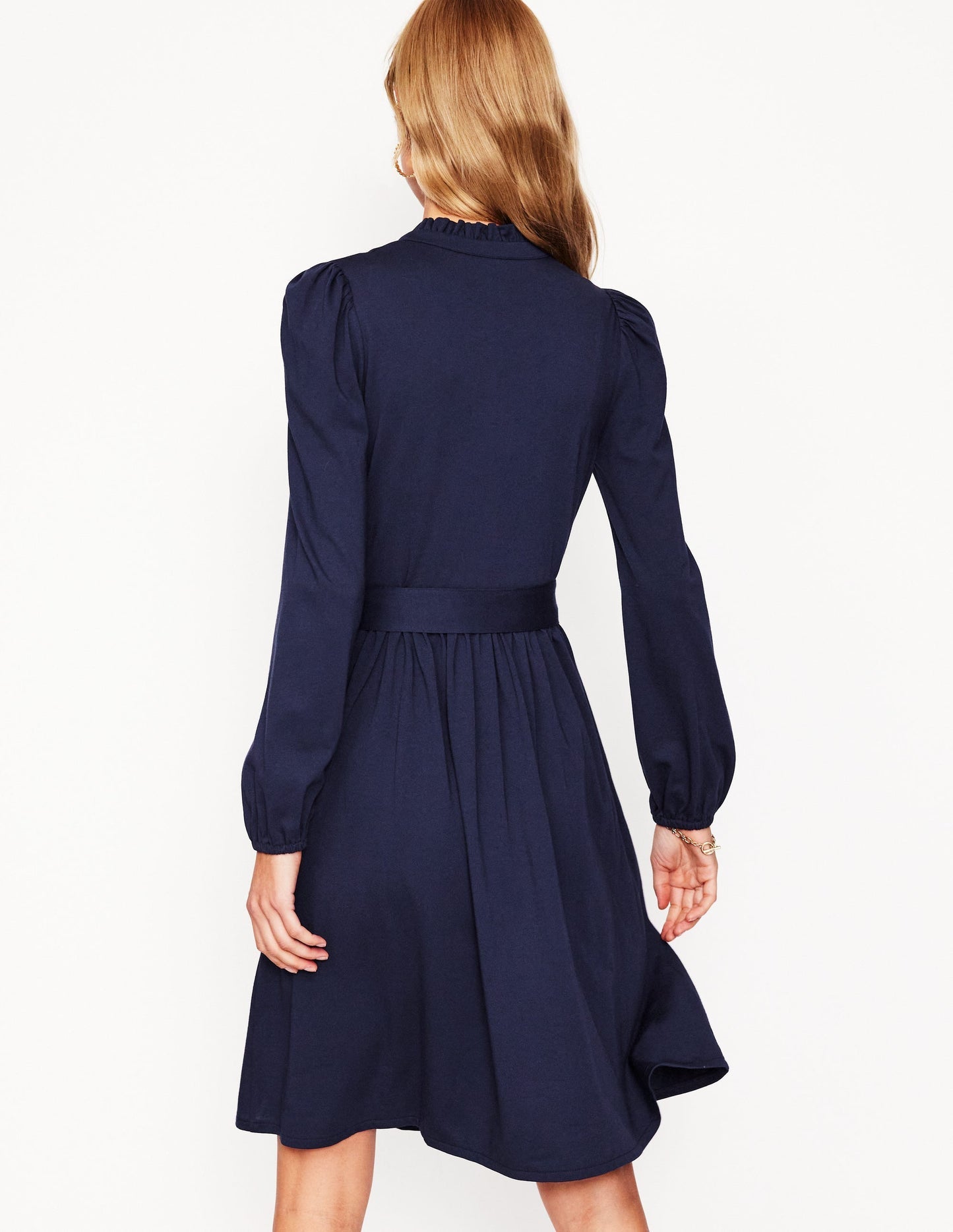 Willow Frill Short Shirt Dress - Navy