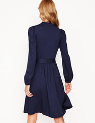 Willow Frill Short Shirt Dress - Navy