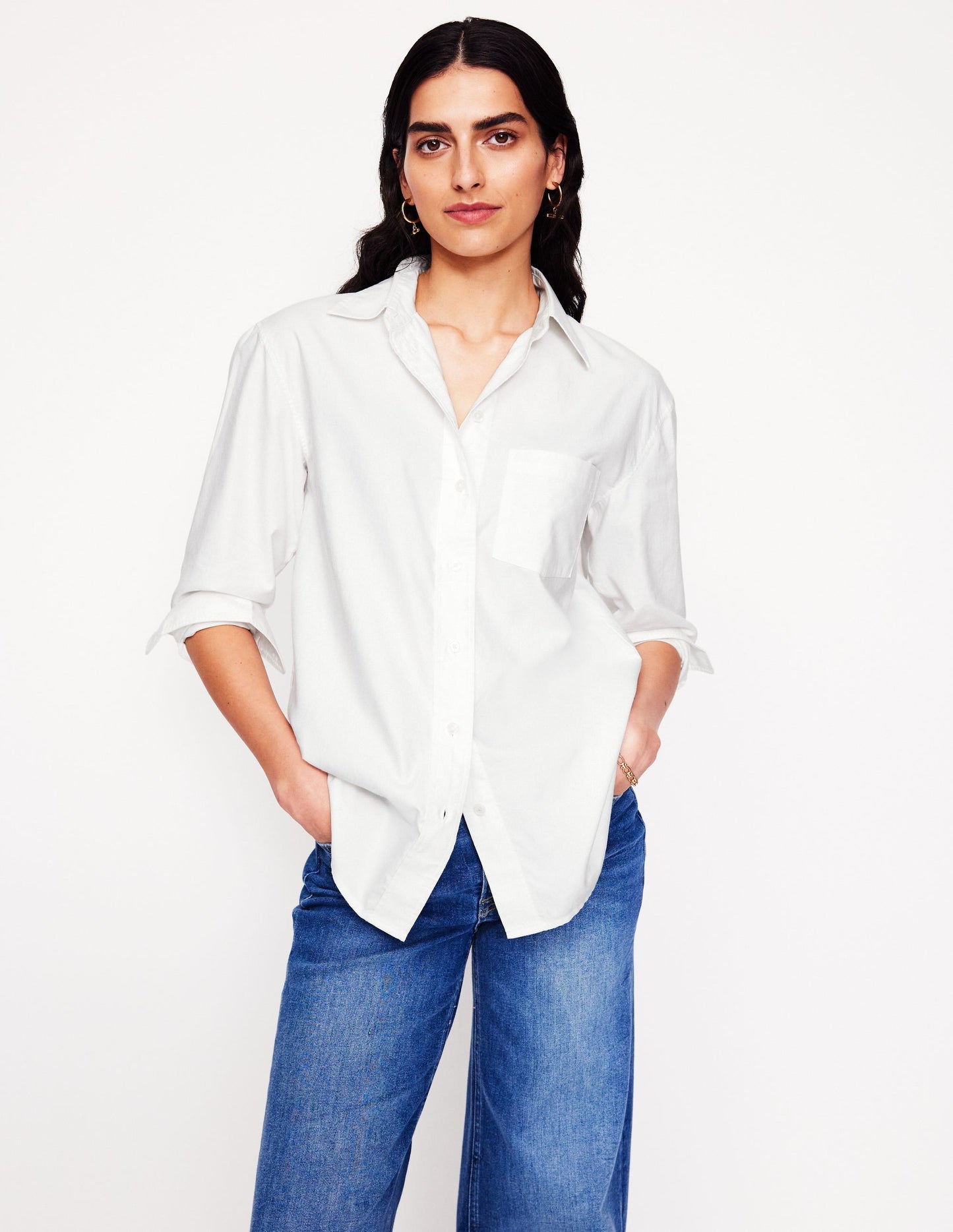 Sadie Relaxed Cotton Shirt - White Oxford