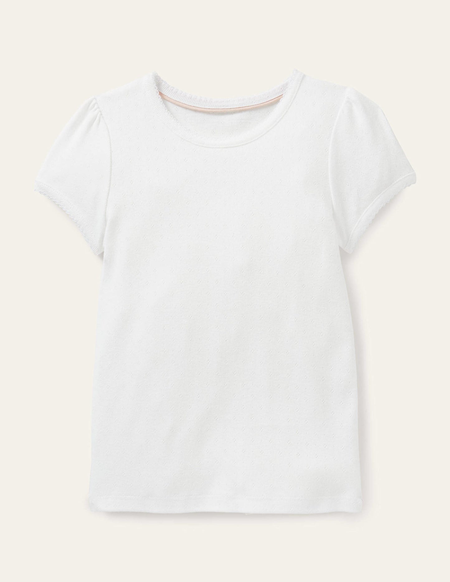 Short Sleeve Pointelle Top - White