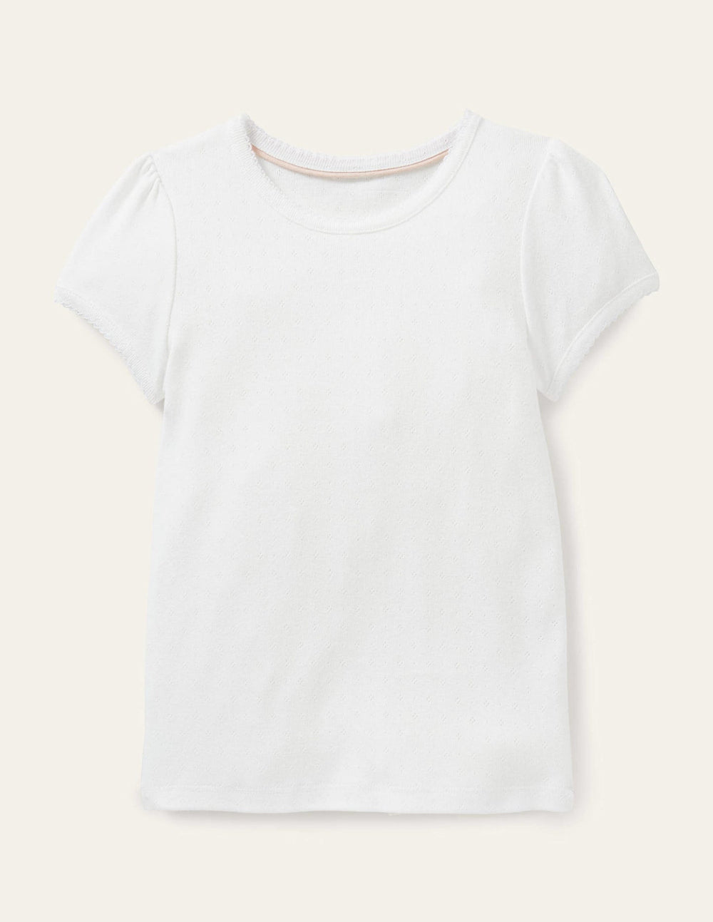 Short Sleeve Pointelle Top - White