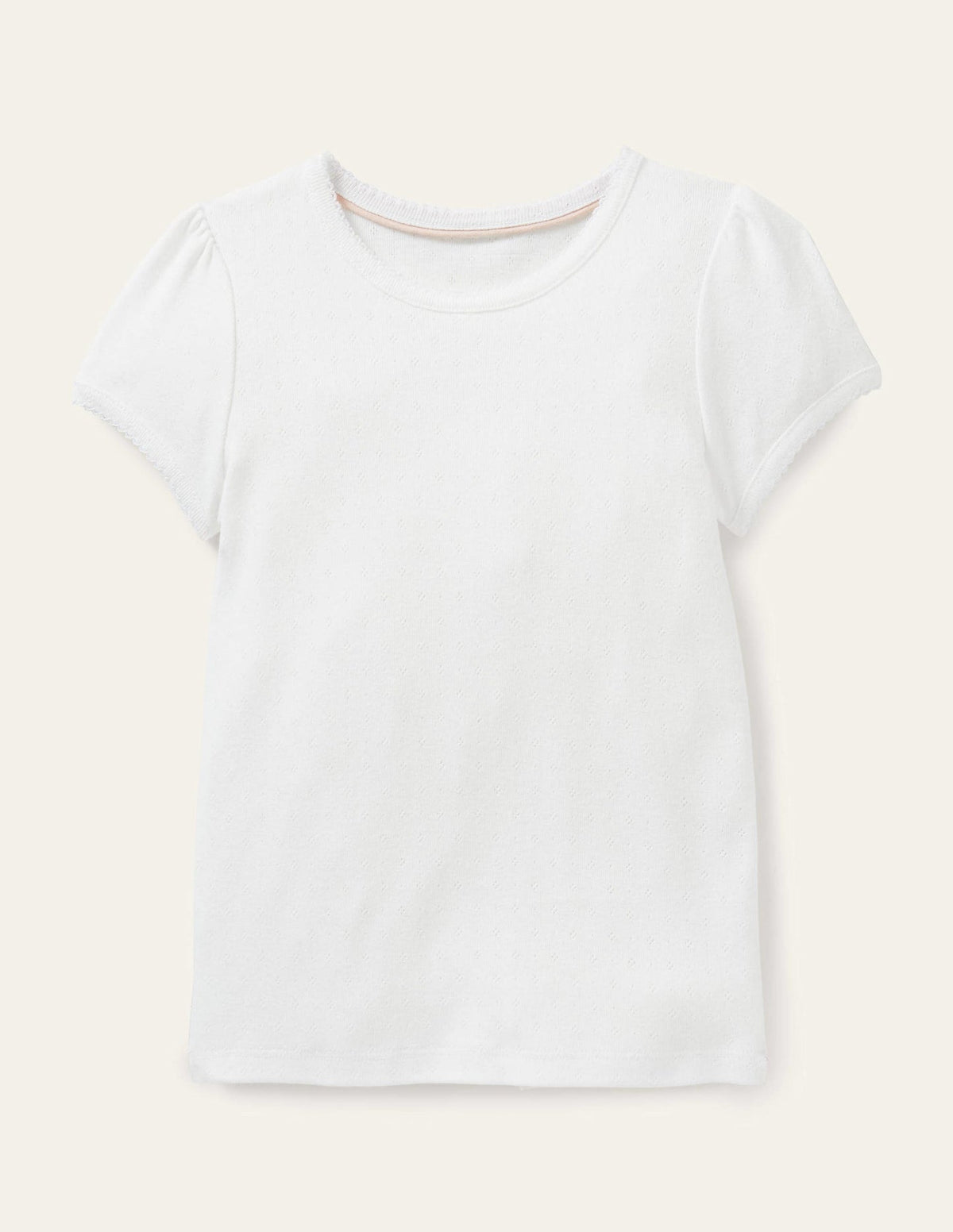 Short Sleeve Pointelle Top - White