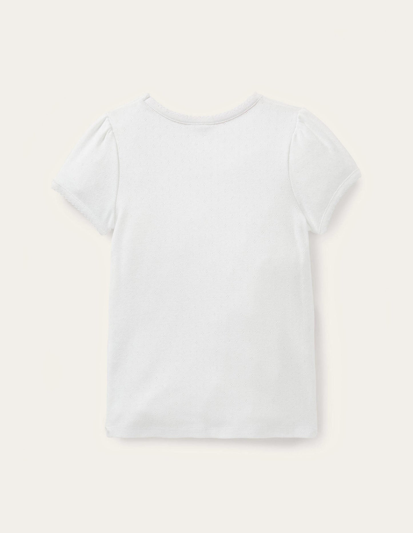 Short Sleeve Pointelle Top - White