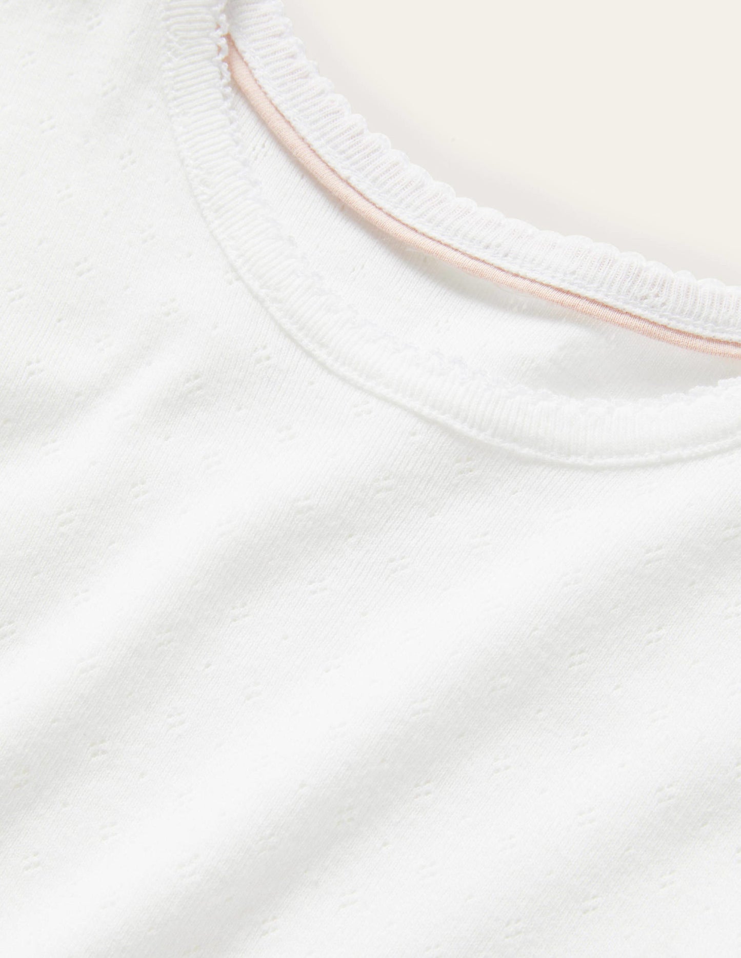 Short Sleeve Pointelle Top - White