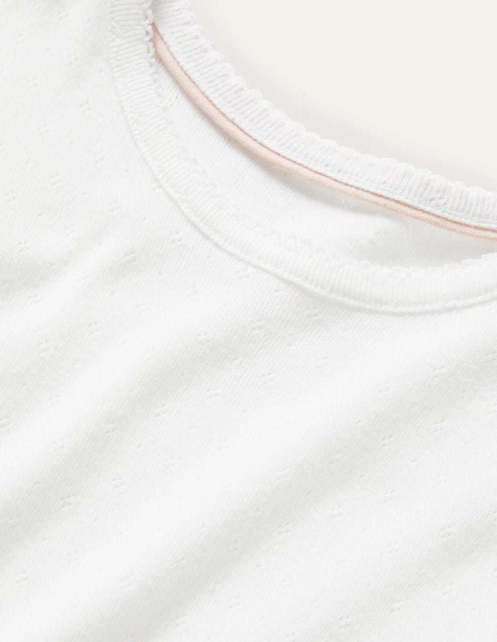 Short Sleeve Pointelle Top - White