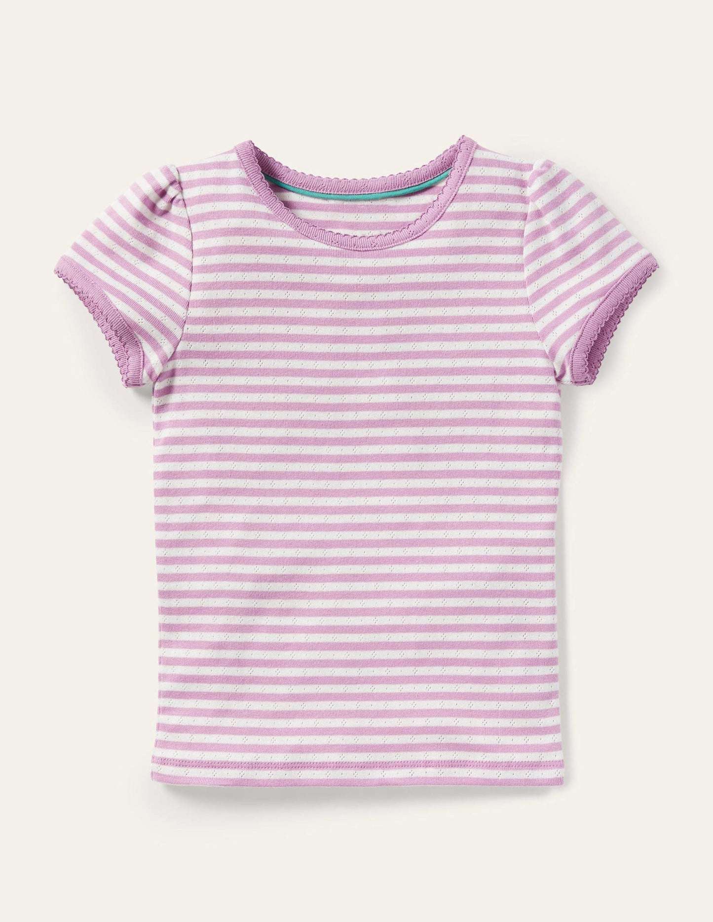 Short Sleeve Pointelle Top - Sugared Lilac