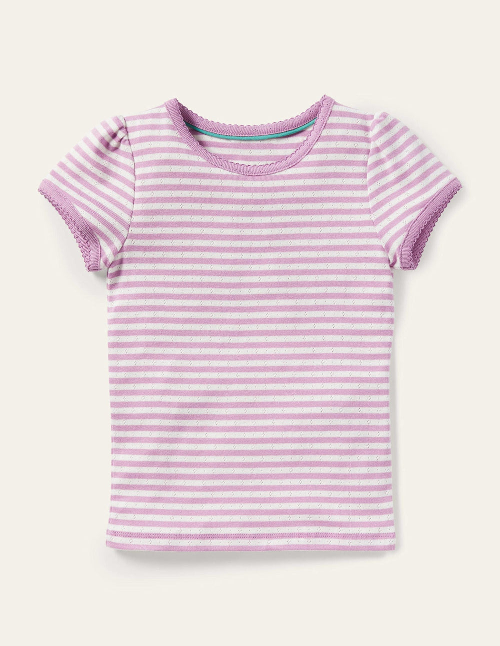 Short Sleeve Pointelle Top - Sugared Lilac