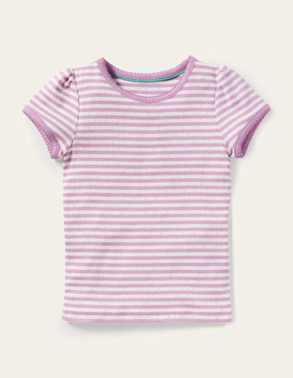 Short Sleeve Pointelle Top - Sugared Lilac
