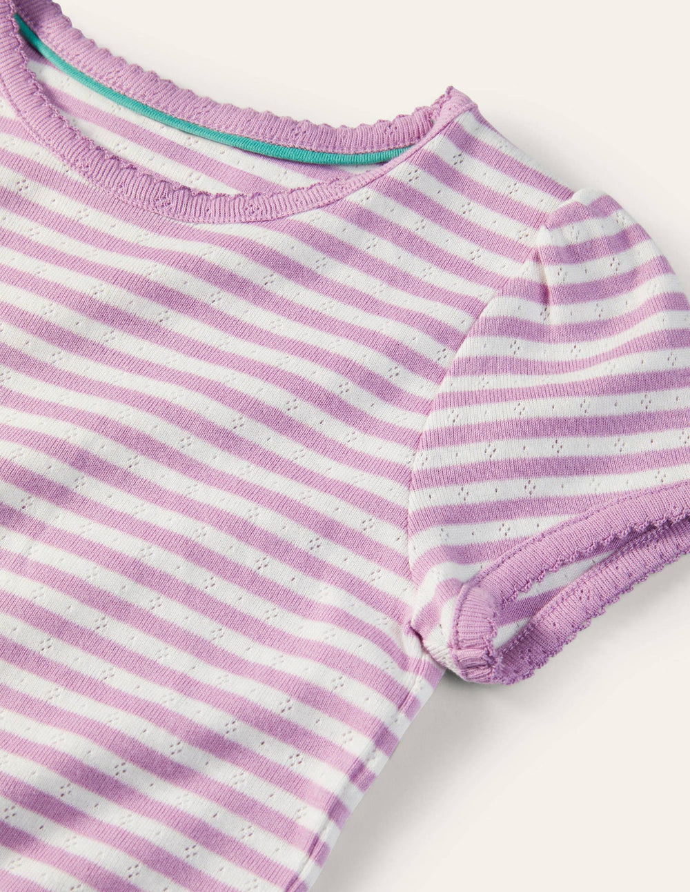 Short Sleeve Pointelle Top - Sugared Lilac