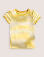 Short Sleeve Pointelle Top - Daffodil Yellow/Soft Ivory
